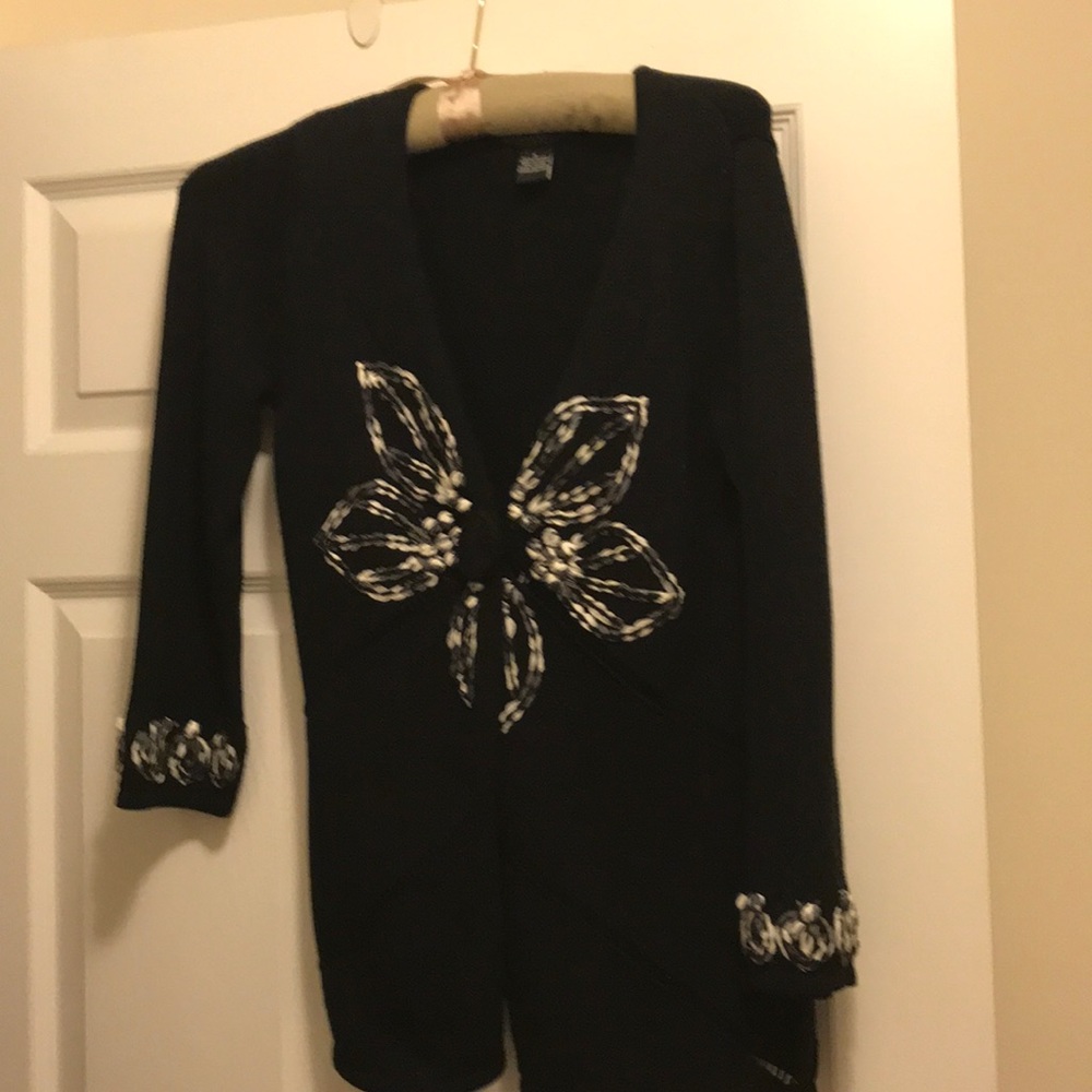 Black and white sweater.
